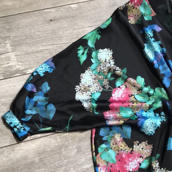 MANGO Floral Print Silky Batwing Sleeve Maxi Dress - Picture 11 of 15